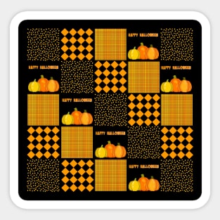 Pumpkin Halloween Patchwork Pattern Sticker